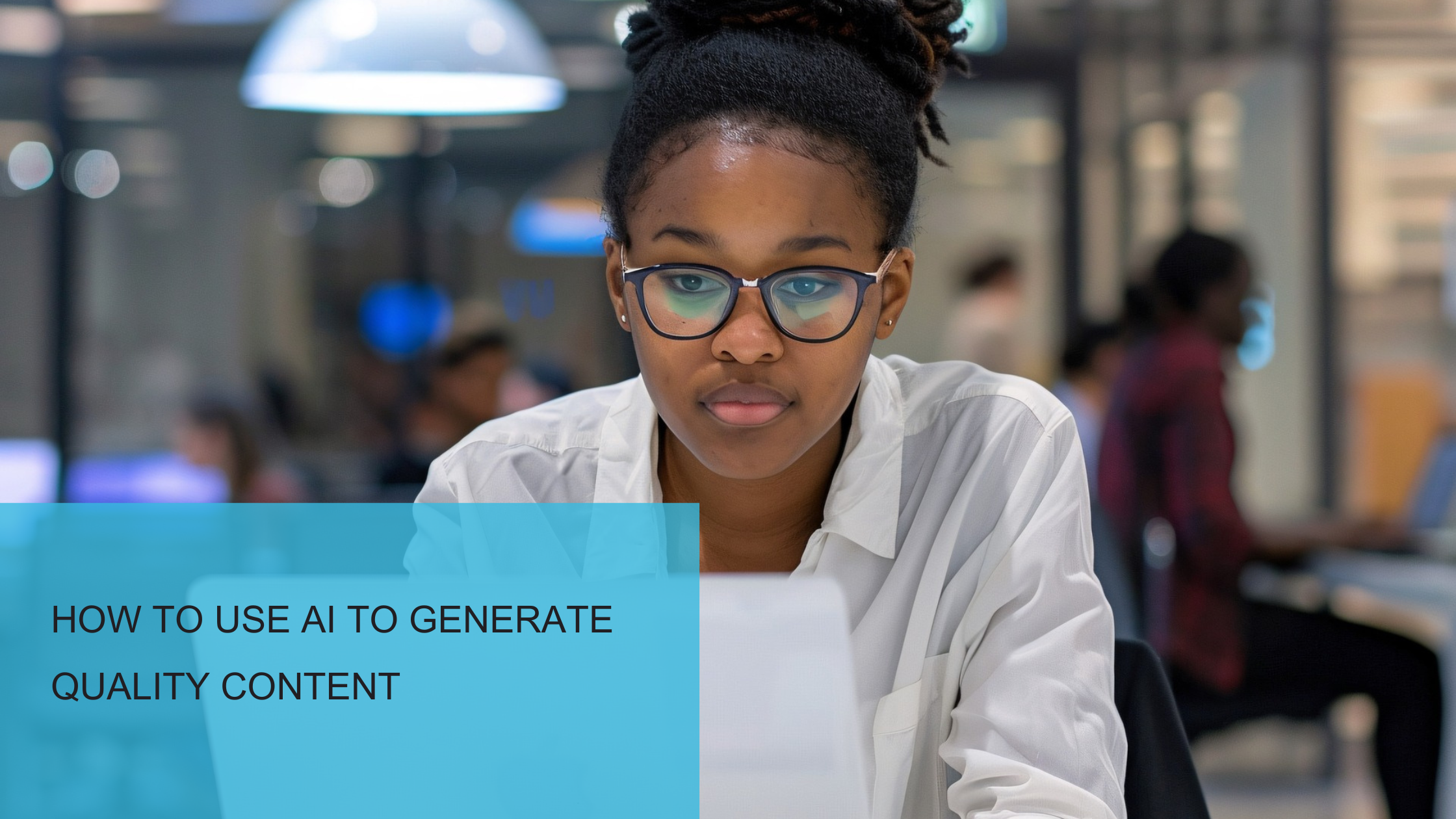 a young woman creatig content using AI